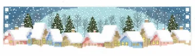 Produktbild von Janlynn Kreuzstich Stickpackung "Kerzenband Winterdorf", Zählmuster, 27x7cm
