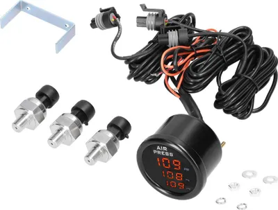 Obrázek produktu pro Trojitý digitální tlakoměr vzduchového odpružení LED 0–220 PSI se 3 senzory 1/8 NPT