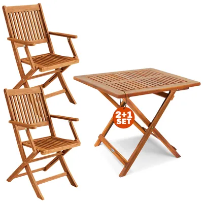 Produktbild von CASARIA® Balkonmöbel Set 2 Personen Wetterfest Holz FSC®-zertifizierte Stühle Klappbar 160kg Belastbar Balkon Garten Terrassenmöbel Möbel 3-tlg. Akazie