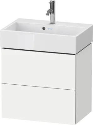 Produktbild von Waschtischunterbau L-CUBE Compact 544x584x391mm 2 Schubk weiß supermatt weiß supermatt