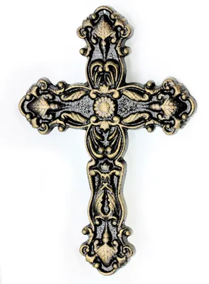Wandkreuz aus Schmiedeeisen, 25 cm, Antik Schwarz/Gold