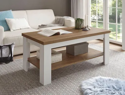 Produktbild von Landhaus Couchtisch Beistelltisch Wohnzimmertisch Provence 120x60cm pinie weiß eichefarben hell