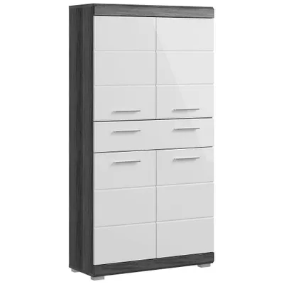 Produktbild von Badezimmer Midischrank modern in Hochglanz weiß mit grau SIROCO-158