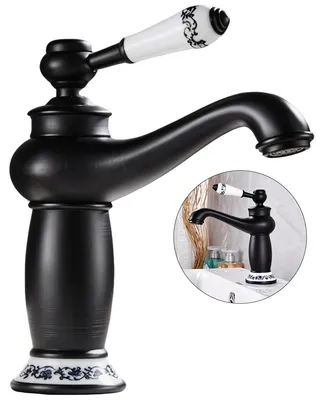 Produktbild von Mischbatterie Wasserhahn – Retro Einhebelmischer, Langlebig & Hochwertig, Einfach zu Installieren, Vintage Armatur für Bad & Küche, Schwarz