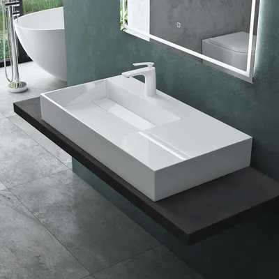 Produktbild von Mai & Mai Aufsatzwaschbecken Hängewaschbecken Col12 BTH: 90x48x13cm in weiß aus