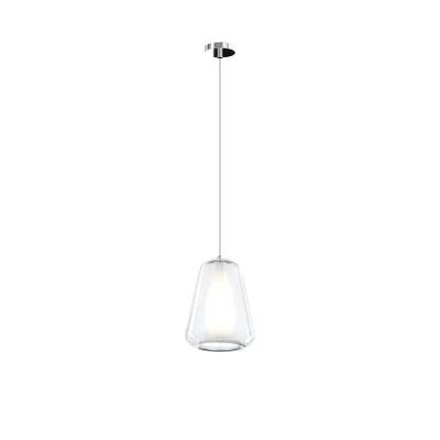 Productafbeelding van Moderne hanglamp, dubbele wand, Gamma Metallo, chroomkleurig, met transparant glas, 1 lichtpunt, fitting E27