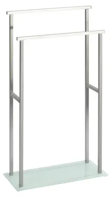Immagine prodotto di WENKO Stand Towel Butler DEBAR Stand Supporto in acciaio inox 2 barre Vetro Bagno WC