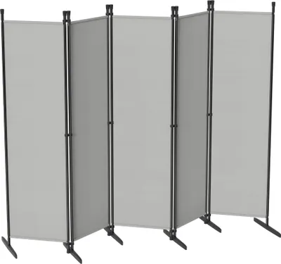 Obrázek produktu pro YRHome Paraván 5křídlový malý 250x180cm světle šedý, skládací, neprůhledný a stabilní, pro vnitřní i venkovní použití
