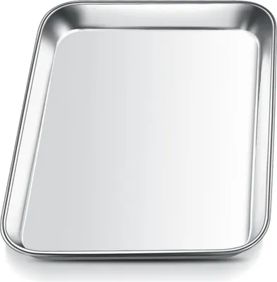 Image de Mini plaque à pâtisserie en acier inoxydable rectangulaire 23,7x17,7x2,5cm lavable au lave-vaisselle