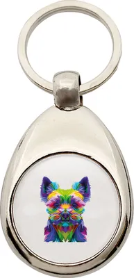 Produktbild von Huuraa Schlüsselanhänger Yorkshire Terrier Colorful Metall Schlüsselring Einkaufswagenchip Geschenkidee