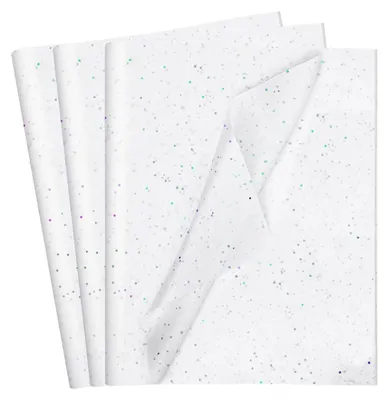 Image de Papier de soie pailleté, 50 feuilles, blanc, 50x33 cm