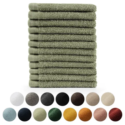 Produktbild von Blumtal Premium Frottier Handtücher Set mit Aufhängschlaufen - Baumwolle  , weich, saugstark - 12x Gästehandtücher (30x30 cm), Pastel Green (Grün)