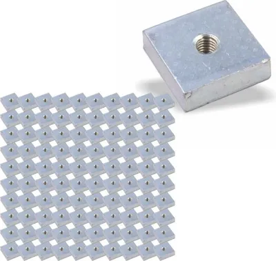 Produktbild von 100x Nutenstein | Gewindeplatte 20x20x6 mm M5 Gewinde mittig | Stahl galvanisch verzinkt