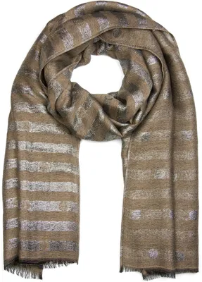 Image de styleBREAKER Écharpe à rayures, points et fils métalliques, franges, foulard, femme 01017065