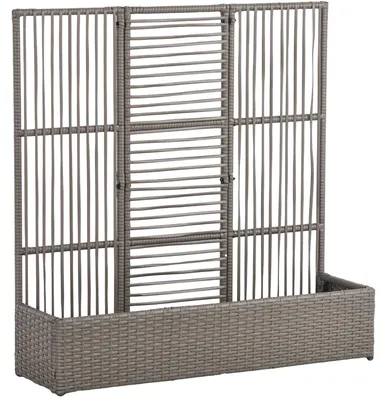 Produktbild von Pflanzkasten mit Rankgitter, wetterfest, Polyrattan, 103 x 29 x 103 cm, Grau