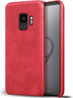 Produktbild von Conie Schutzhülle für Samsung Galaxy S9 Tasche klar Case Cover Bumper Silikon Hülle Kunstleder in Rot