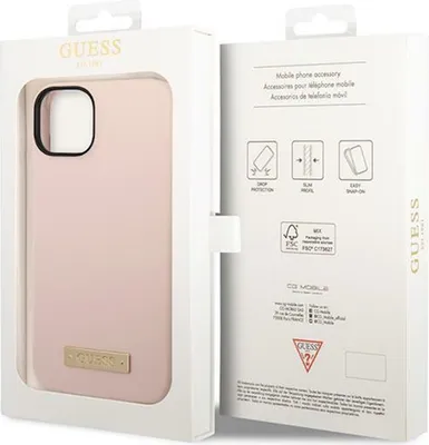 Produktbild von Schutzhülle Guess 4G Silicone Logo Plate MagSafe für iPhone 14 Plus, Rosa