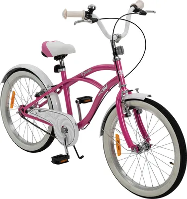 Produktbild von Actionbikes Kinderfahrrad Cruiser 20 Zoll | Kinder Mädchen Jungen Jugend Fahrrad - V-Brake Bremsen - Kettenschutz - Seitenständer - 6-9 Jahre (Rosa)