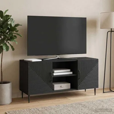 Zdjęcie produktu dla Szafka pod telewizor vidaXL, czarna, 102 x 34,5 x 50 cm, materiał drewnopochodny