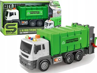 Immagine prodotto di Grande camion della spazzatura interattivo con suoni e luci per bambini, veicolo verde