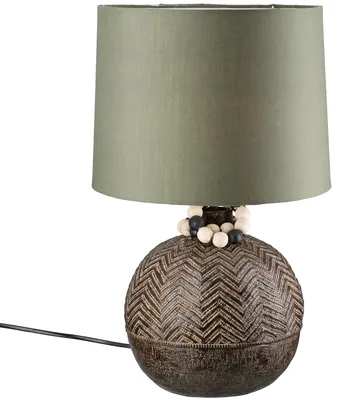 Image de Gilde Tischleuchte, rund, Nairobi, orientalisch, Kunstharz, braun, grün, VE 1, D. 25 cm Höhe: 43.00 cm Durchmesser: 25.00 cm 61134