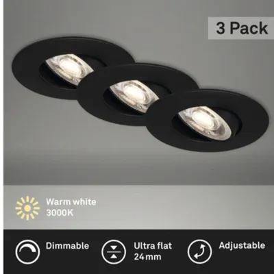Immagine prodotto di Lampada da incasso a LED orientabile Set da 3 nero opaco 5W dimmerabile IP23 Ø9cm Briloner