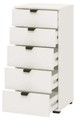 Produktbild von Dmora Kommode Mainarda 45x40x95h cm Weiß, 5 Schubladen mit Gleitöffnung