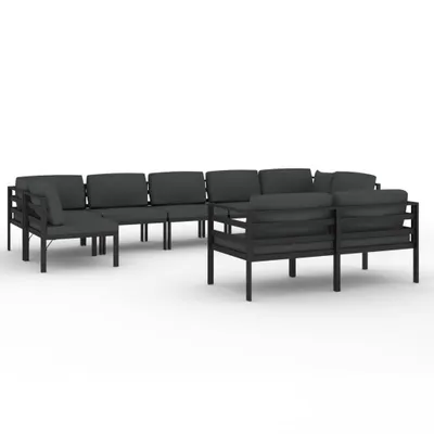 Produktbild von vidaXL 9-tlg. Garten-Lounge-Set mit Kissen Aluminium Anthrazit