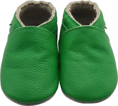 Produktbild von Sayoyo Baby Krabbelschuhe Lauflernschuhe Lederpuschen aus echtem Leder,Einfarbig  Grün,EU 18-19