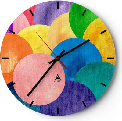 Produktbild von Wanduhr - Rund - Glasuhr - Abstraktion modern - 40x40cm - Schleichendes Uhrwerk - Lautlos - zum Aufhängen bereit - Dekoration Modern - Wanddekoration aus Glas - C3AR40x40-3794