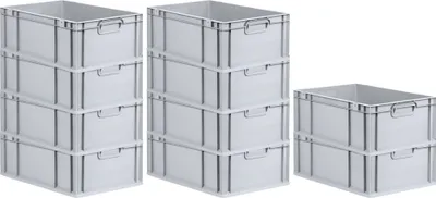 Produktbild von SparSet 10x Eurobox NextGen Economy | Griffe geschlossen |HxBxT 22x40x60cm | 44 Liter | Eurobehälter, Transportbox, Transportbehälter, Stapelbehälter