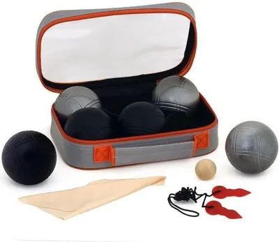 Obrázek produktu pro Dvojitá sada na pétanque - K-RO - 3 matné černé koule, 3 matné ocelové koule - 720 g