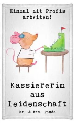Produktbild von Mr. & Mrs. Panda Handtuch Kassiererin Leidenschaft - Weiß - Geschenk, Kassenwartin, Gästetuch, Spruch, baumwolle, Witzig, Klein, Mini-Handtuch, Baumwollhandtuch, Lustig