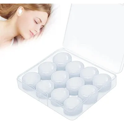Obrázok produktu pre Zátky do uší na spanie, 6 párov, mäkké silikónové, potlačujúce hluk, biele, univerzálna veľkosť