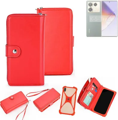 Produktbild von K-S-Trade 2in1 Schutzhülle Portemonnee Handyhülle mit Bumper kompatibel mit Infinix Note 40 Pro+ 5G Hülle Case Etui Geldbörse Smartphone rot (1x)