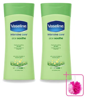 Imagen del producto de 2 unidades de loción corporal calmante de Aloe Vera Vaseline - 400 ml - Paquete ahorro