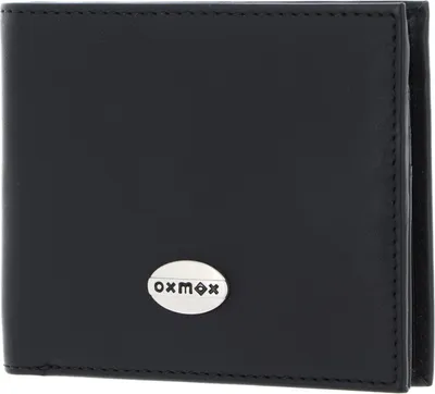 Produktbild von oxmox Leder Geldbörse Leather RFID Protect Querscheinbörse Pure Metal Round Black schwarz