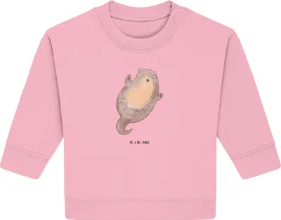 Produktbild von Mr. & Mrs. Panda Organic Baby Pullover Otter Umarmen 6. - 12. Monat - Baumwolle Pink - Geschenk, Seeotter See, glücklich, Bullover, Hallo, Optimistisch, gut Gelaunt