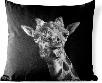 Produktbild von MuchoWow® Outdoor Kissen - Giraffe - Tier - Schwarz - Weiß - 40x40 cm - Wetterfest - Lounge Kissen - Kopfkissen - Interieur - Polster mit Bild