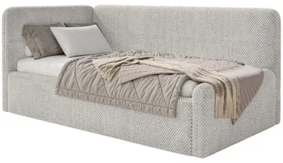 Obrázok produktu pre Selsey Fanko – detská posteľ 90 x 200 cm s matracom, čelo vľavo, plyšová, šedobéžová