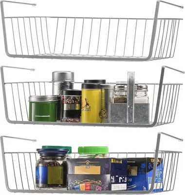 Produktbild von Famanu Aufbewahrungskörbe unter Regalen – 3 Stück Metall Schubladen für Küche und Schrank