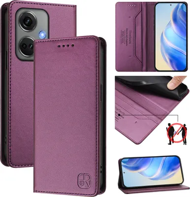 Produktbild von Lederhülle für OnePlus Nord CE3 Hülle Flip Brieftasche Kartenfächern Ständer Schutzhülle Lila