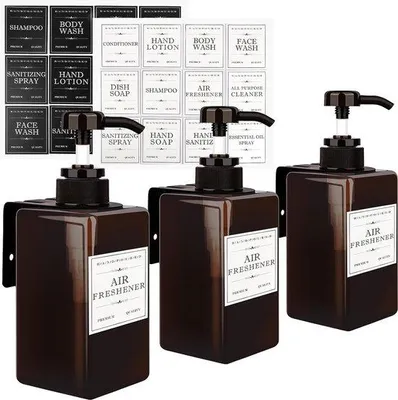 Produktbild von Seifenspender Set 3 Stück 450ml Wandmontage ohne Bohren Kunststoff