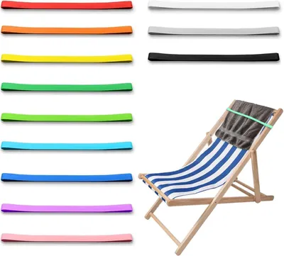 Obrázek produktu pro Plážové ručníkové gumičky, 12 kusů, rozměry 30 x 1 cm, vícebarevné, elastické, vhodné na pláž