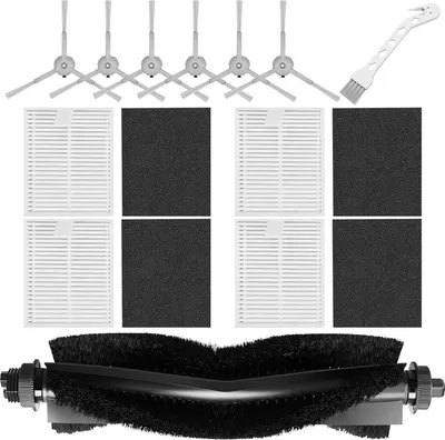 Produktbild von 11 Stück Ersatzteile für Eufy L60/ L60 SES/ L50/ L50 SES Saugroboter, Ersatz Zubehörset mit Eufy L50, L60 Serie Saugroboter, Zubehör-Set, 6 Seitenbürsten, 4 Filter, 1 Rollenbürste