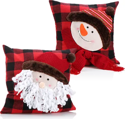 Produktbild von com-four® 2x Zierkissenbezug 40x40cm - Set Kissenhüllen mit Weihnachtsmotiv - dekorativer Bezug für Dekokissen, Sofakissen und Wurfkissen