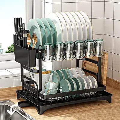 Produktbild von Zweisitziger Doppelhaushalter mit Selbstschalt-Entleerungsfunktion - inklusive Eimerhalter, Schneidbrettstütze und Besteckaufsatzhalter