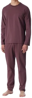 Produktbild von Schiesser Modern Nightwear Schlafanzug Set aus Langarm-Shirt und langer Hose, Weiche Single Jersey Qualität, Bequemer Schnitt für Komfort