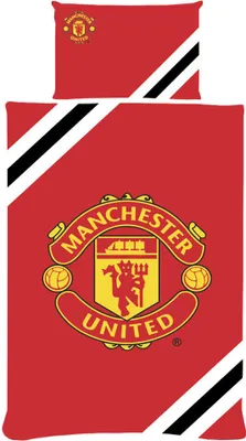 A Manchester United FC duvet cover and pillowcase set.