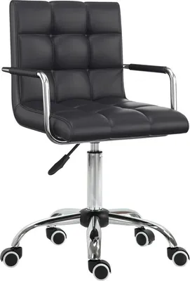 Zdjęcie produktu dla Krzesło biurowe Moonbite z podłokietnikami, regulowane w zakresie wysokości (46-61 cm), ergonomiczne krzesło do pracy w domu, wykonane z PVC, kolor: czarny